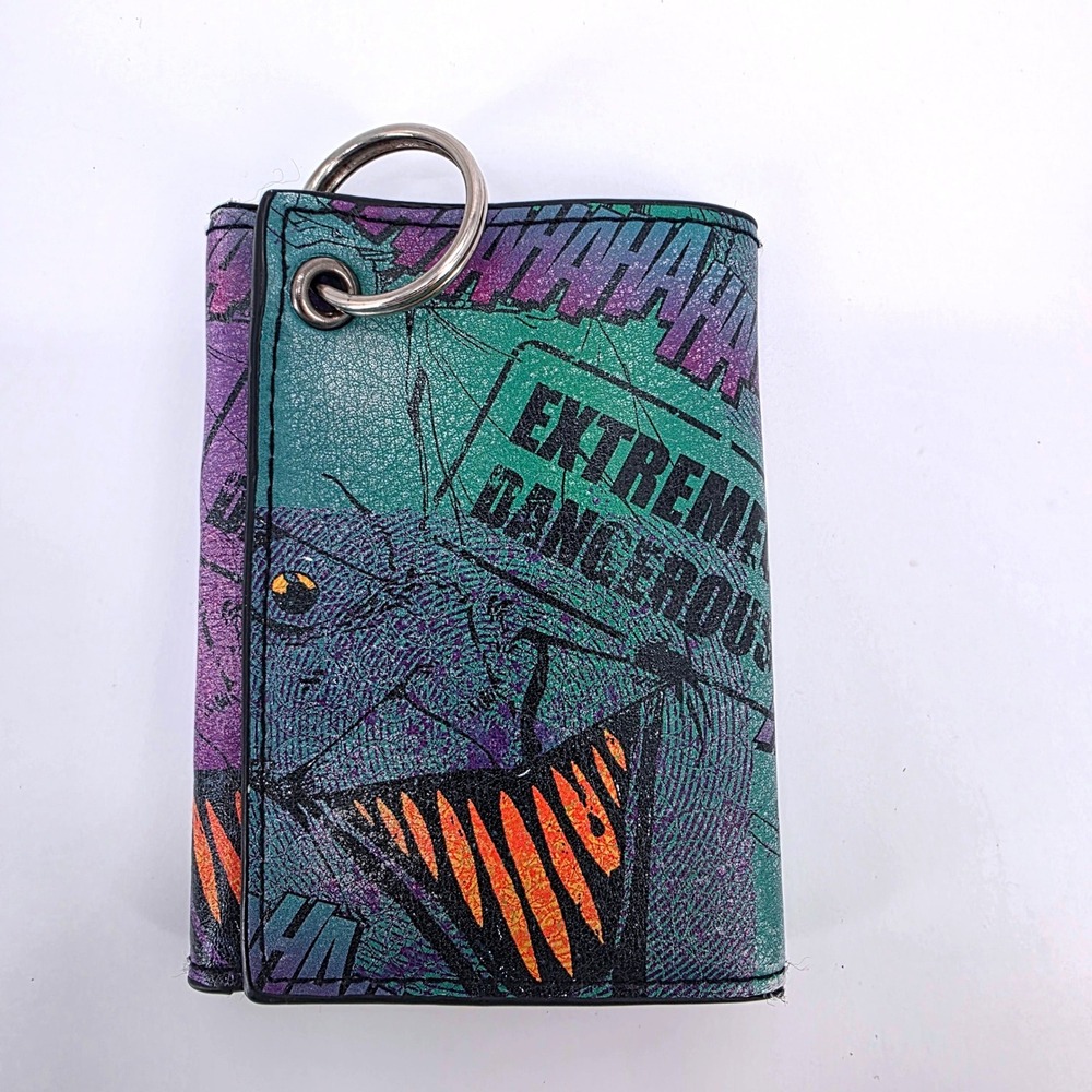 DC Comics Joker Trifold Wallet Purple Green Extremely Dangerous Key Ring Chain